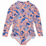 Tropicana Vacay Sustainable Leg Frill Surf Suit - HoneyBug 