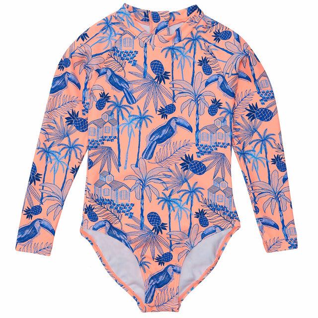 Tropicana Vacay Sustainable LS Surf Suit - HoneyBug 