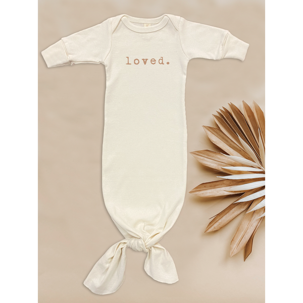 Loved - Organic Infant Gown - Clay - HoneyBug 
