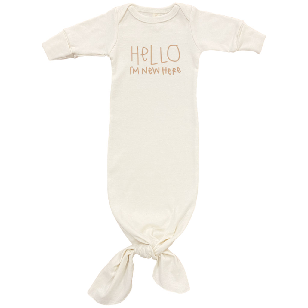 Hello Im New Here - Organic Infant Gown - Clay - HoneyBug 