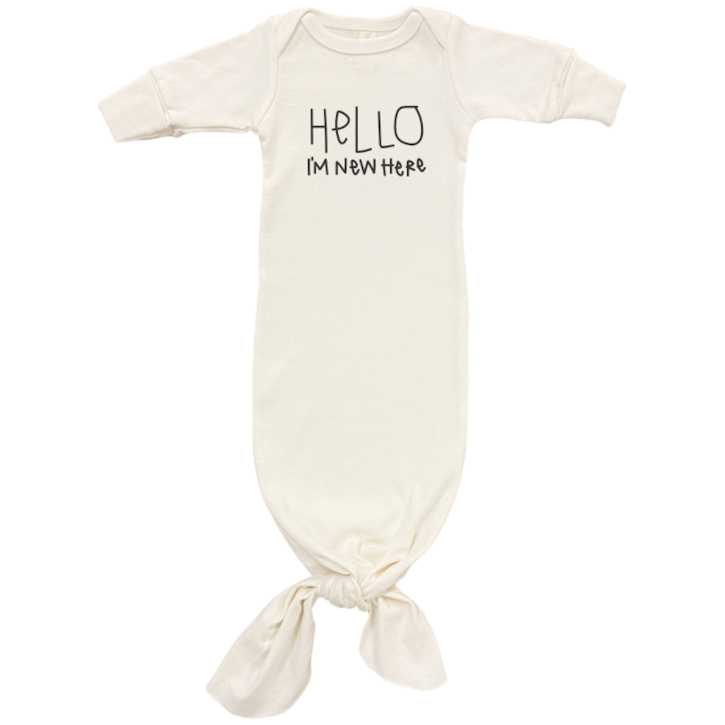 Hello Im New Here - Organic Infant Gown - HoneyBug 