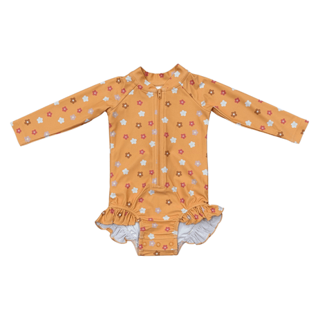 Girl's One-Piece Ruffle Rash Guard Swimsuit