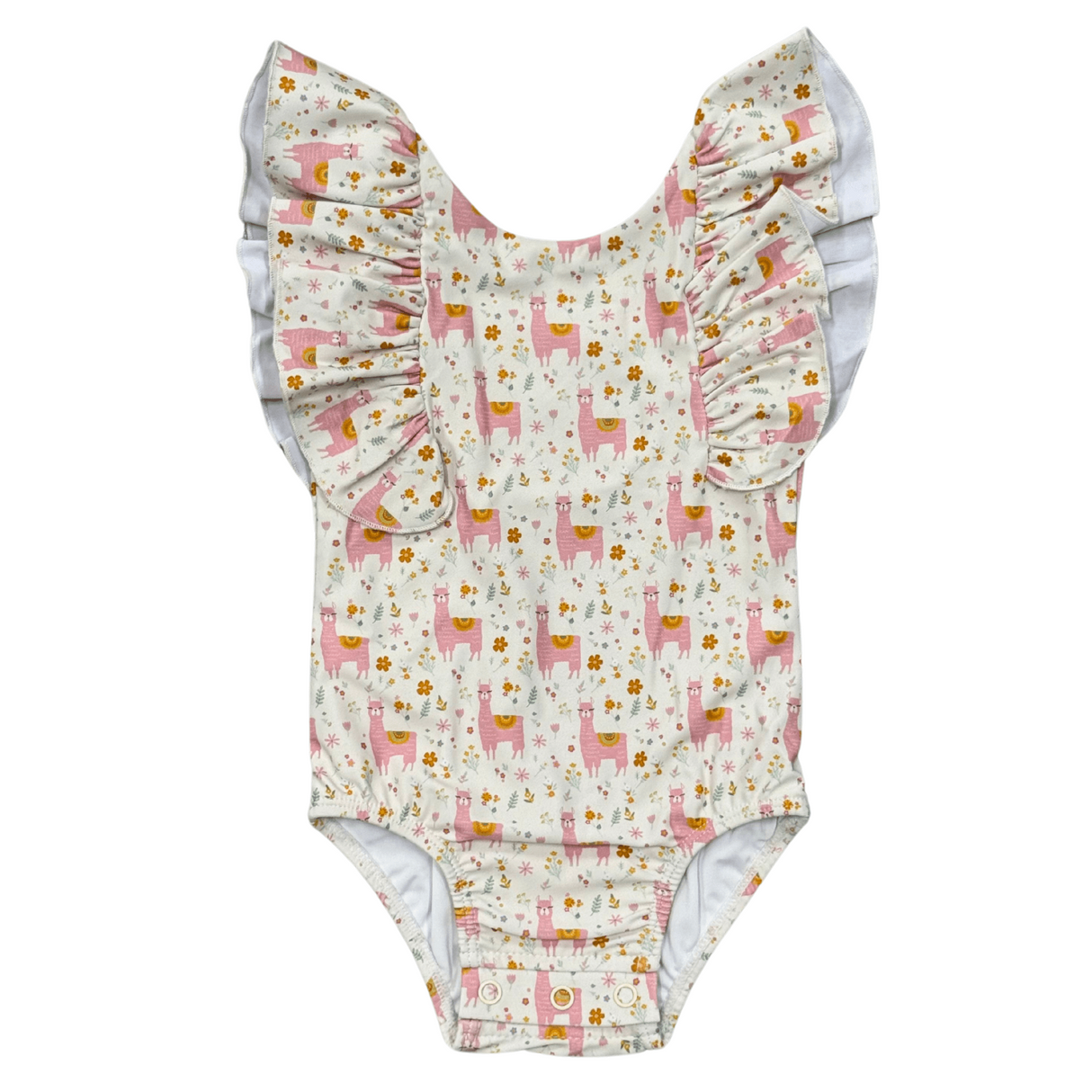 Baby Girl Ruffle Sleeve Cross Back Swimsuit