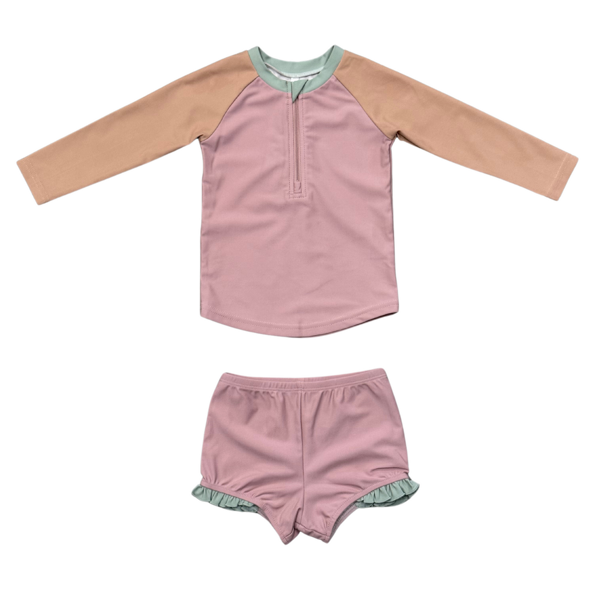 Girl's Zip Rash Guard Swimsuit