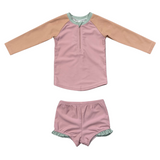 Girl's Zip Rash Guard Swimsuit