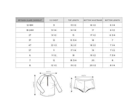 Girl's Zip Rash Guard Swimsuit