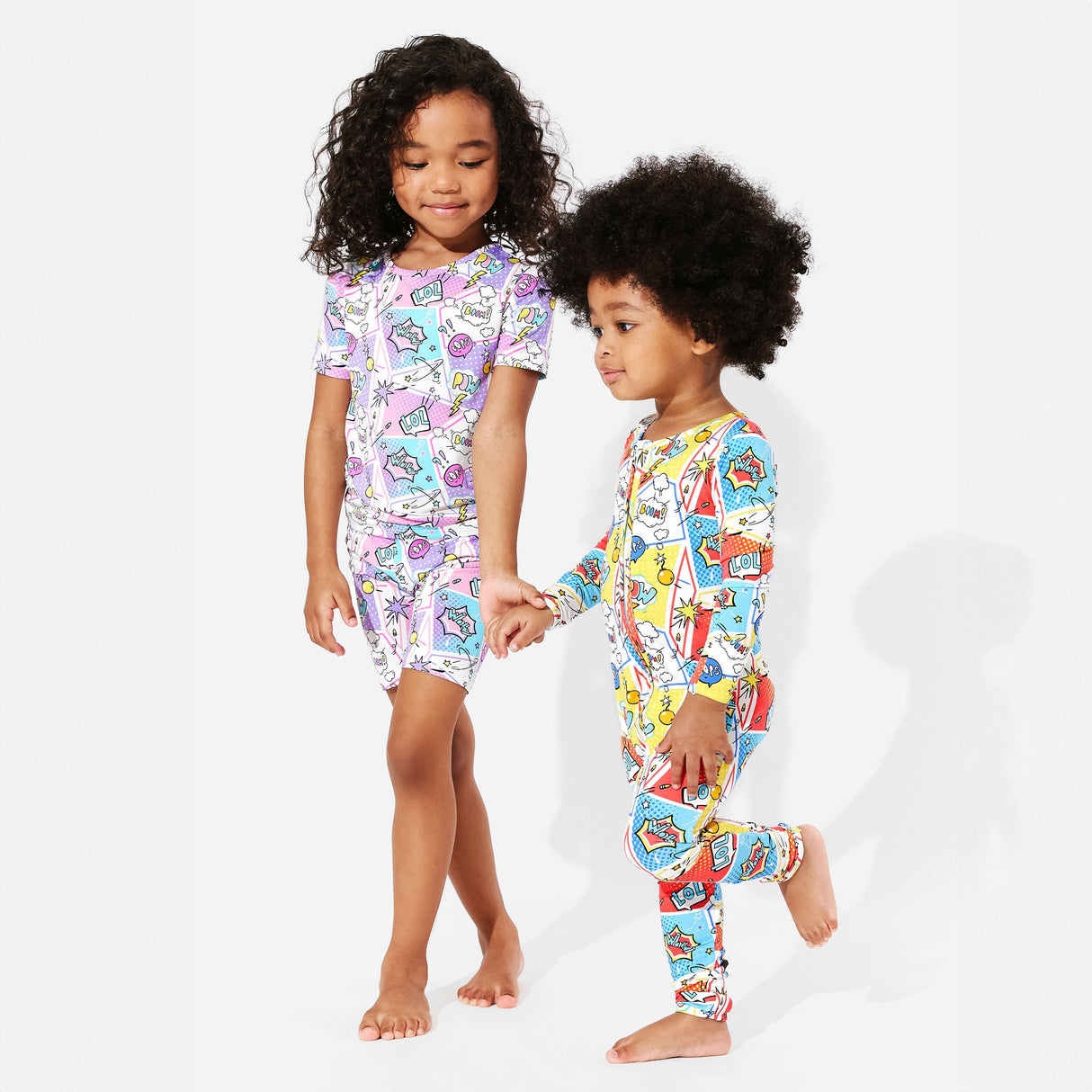 Comic Purple Bamboo Kids Pajama Short Set - HoneyBug 