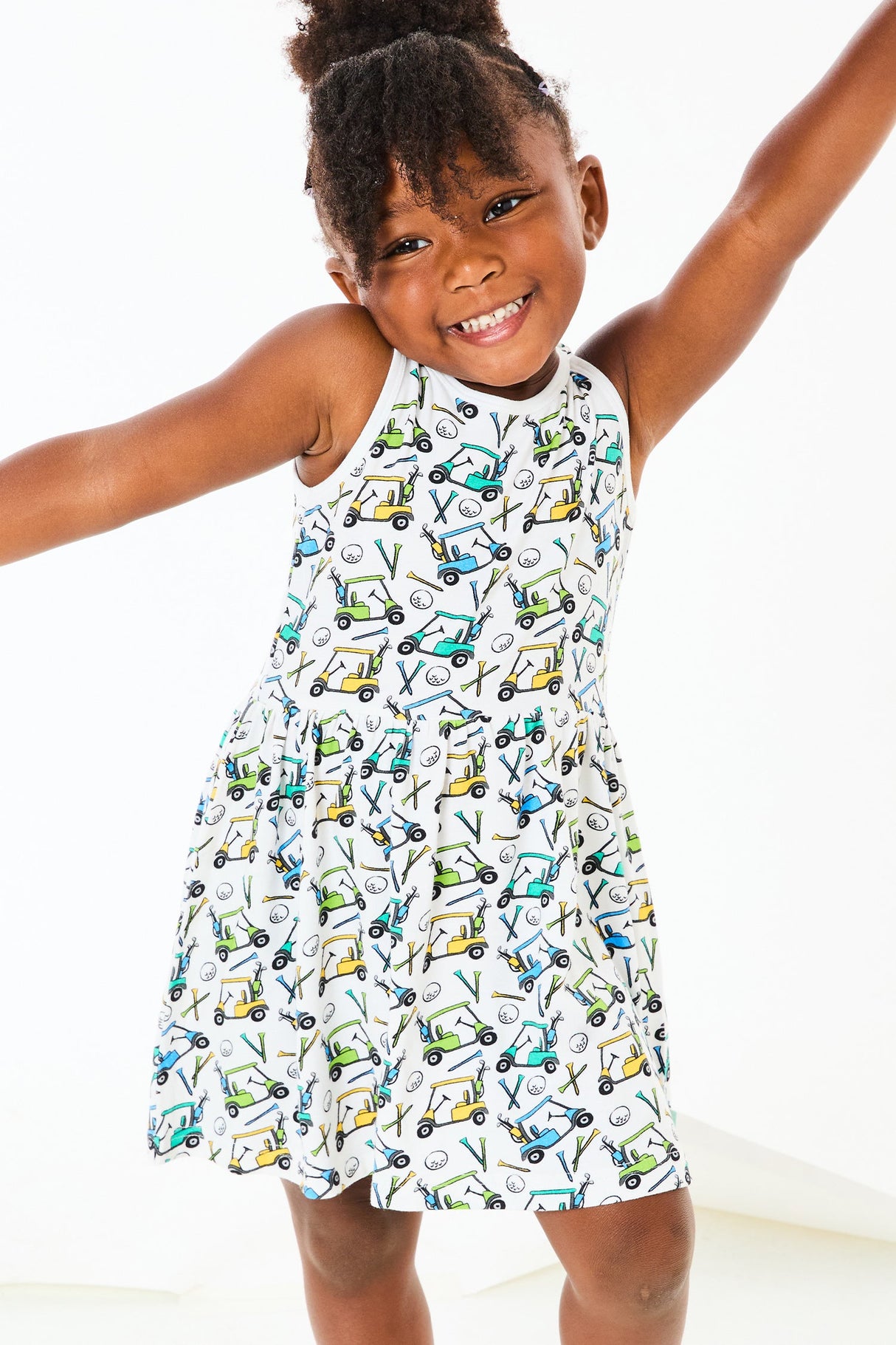 Stretchy Sleeveless Twirl Dress - Golf - HoneyBug 