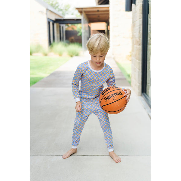 Grayson Boys' Pima Cotton Pajama Pant Set - Hoop it up Blue - HoneyBug 
