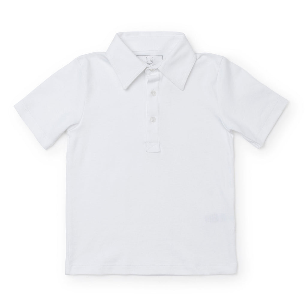 Griffin Boys' Pima Cotton Polo Golf Shirt - White - HoneyBug 