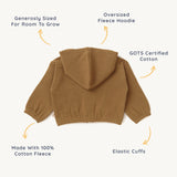 Organic Baby Toddler Hooded Jacket - Tan - HoneyBug 