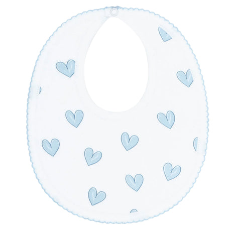 Blue Heart Print Bib - HoneyBug 
