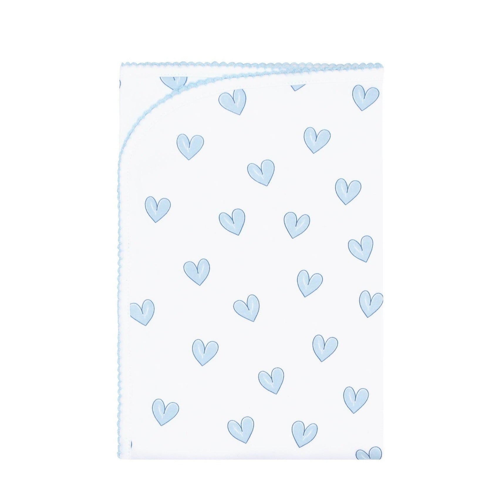 Blue Heart Print Blanket - HoneyBug 