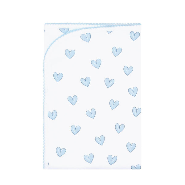 Blue Heart Print Blanket - HoneyBug 