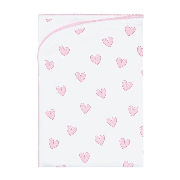 Pink Heart Print Blanket - HoneyBug 