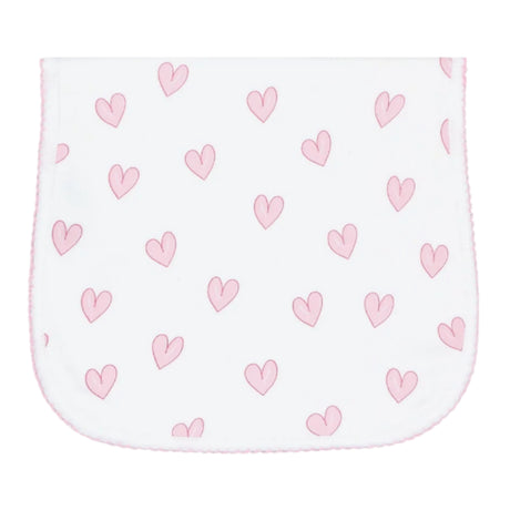 Pink Heart Print Burp Cloth - HoneyBug 