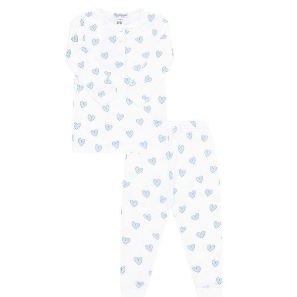Blue Heart Print Pajama - HoneyBug 