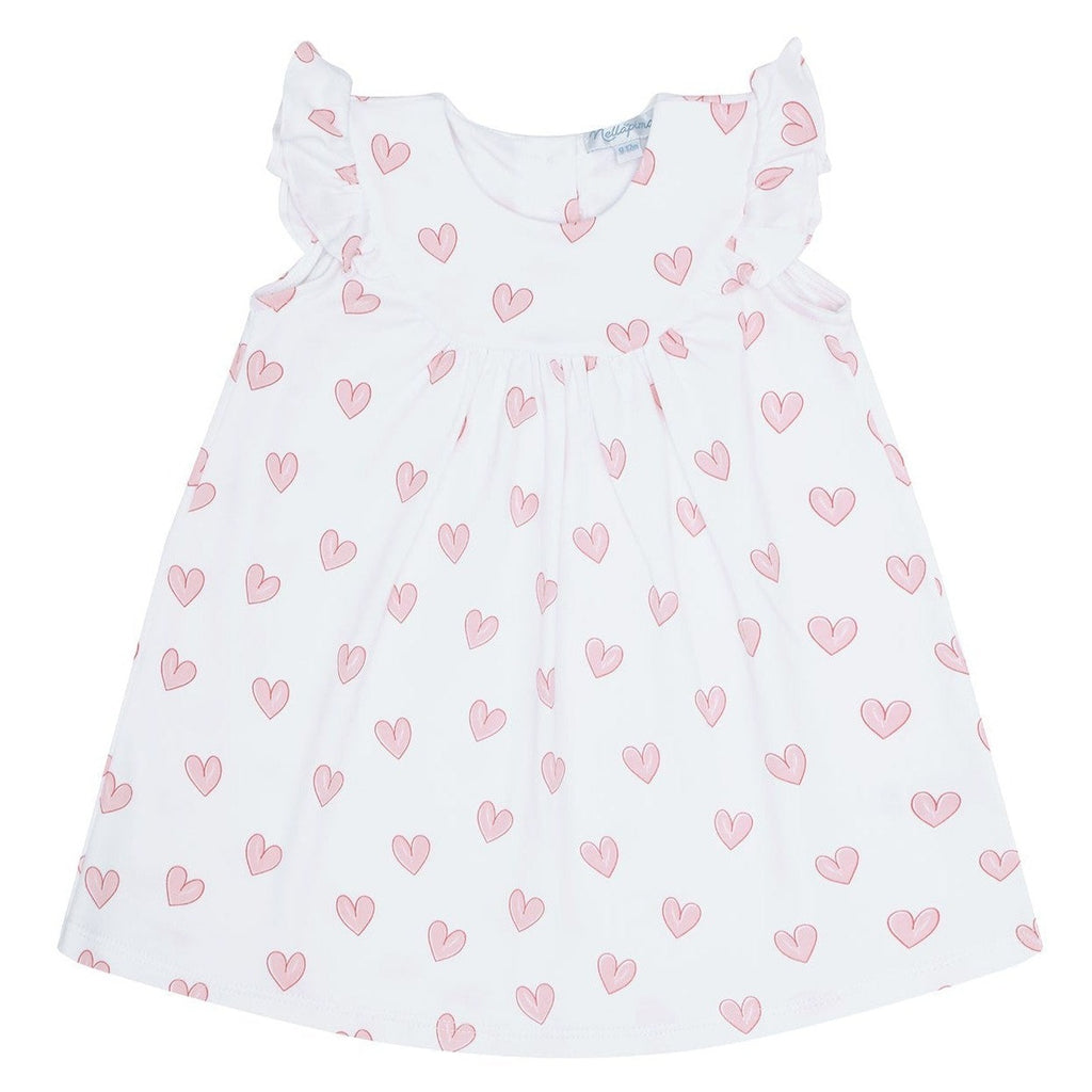 Pink Heart Print Scoop Neck Dress - HoneyBug 