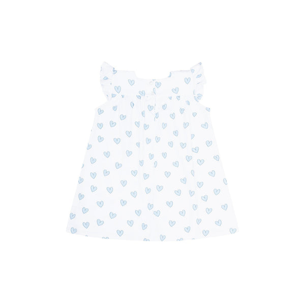 Blue Heart Print Scoop Neck Dress - HoneyBug 