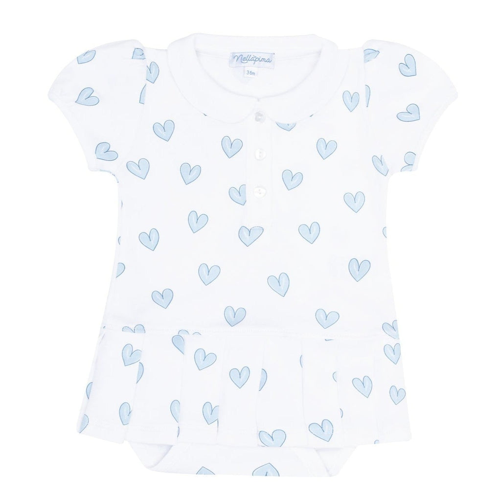 Blue Heart Print Onesie Dress - HoneyBug 