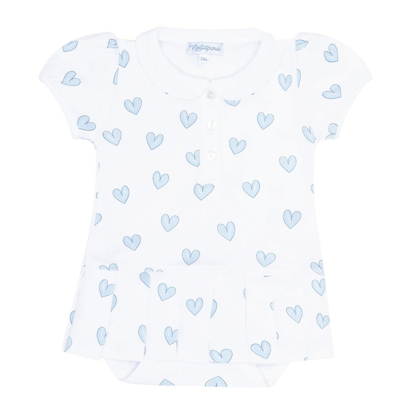 Blue Heart Print Onesie Dress - HoneyBug 