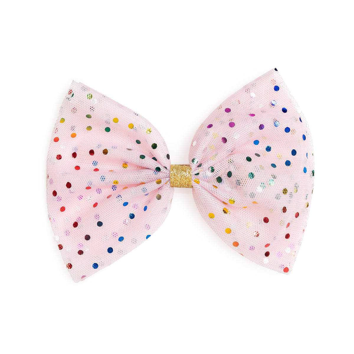 Pink Confetti Tulle Bow Clip - HoneyBug 