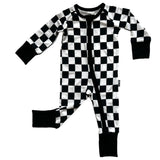 Zip Romper - B+W Checkered - HoneyBug 
