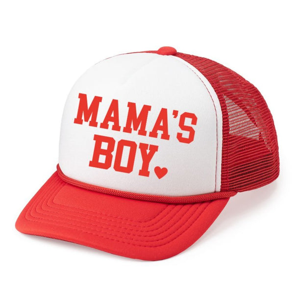 Mama's Boy Valentine's Day Trucker Hat - Red/White - HoneyBug 