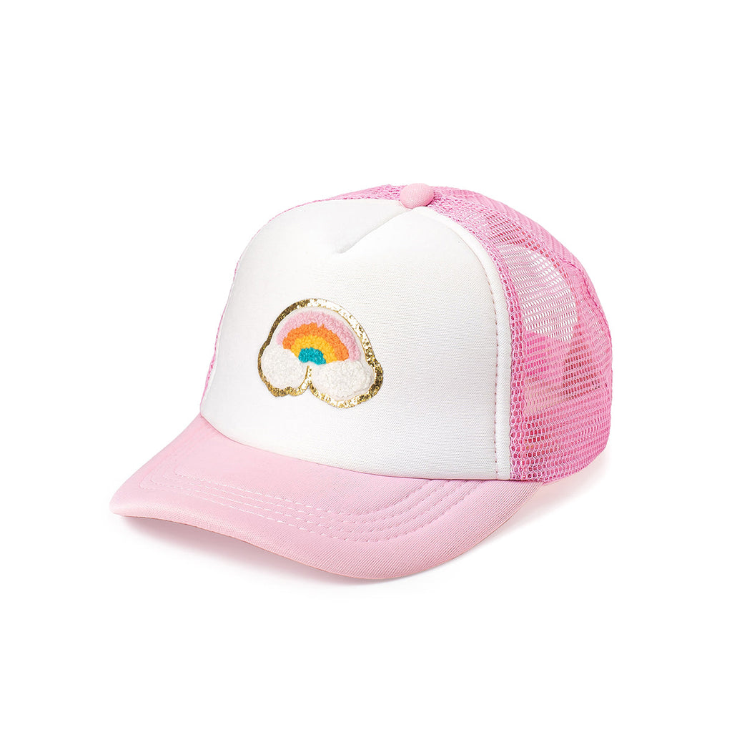 Rainbow Patch Trucker Hat - Pink/White - HoneyBug 