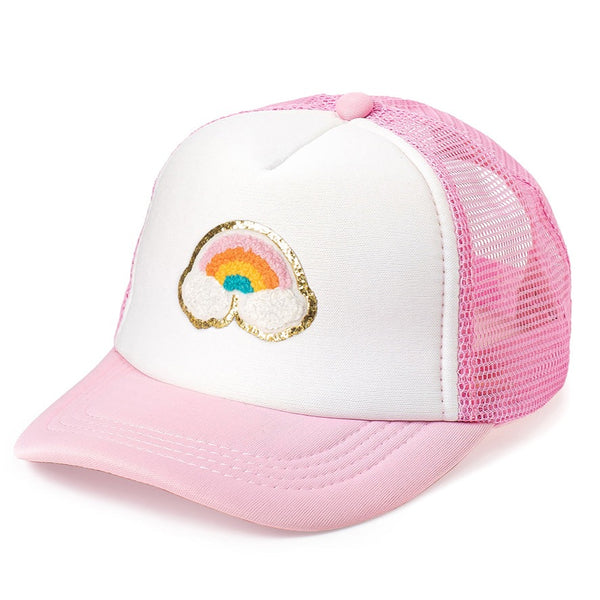 Rainbow Patch Trucker Hat - Pink/White - HoneyBug 