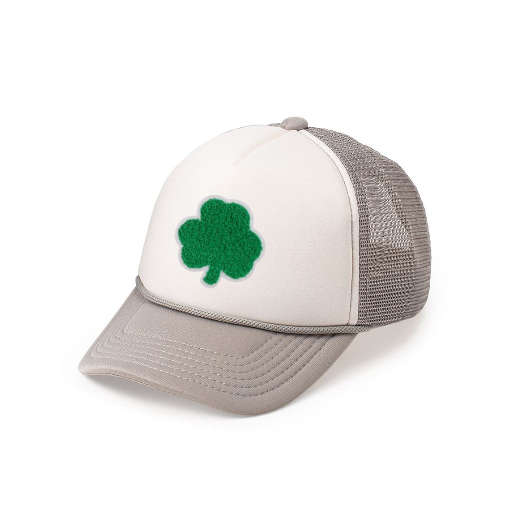 Shamrock Patch St. Patrick's Day Trucker Hat - Gray/White - HoneyBug 
