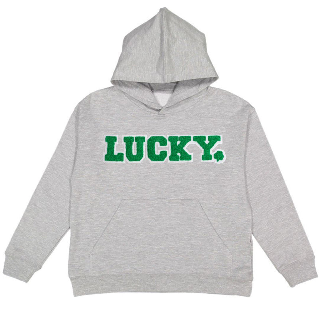 Lucky Boy Patch St. Patrick's Day Youth Hoodie - Gray - HoneyBug 