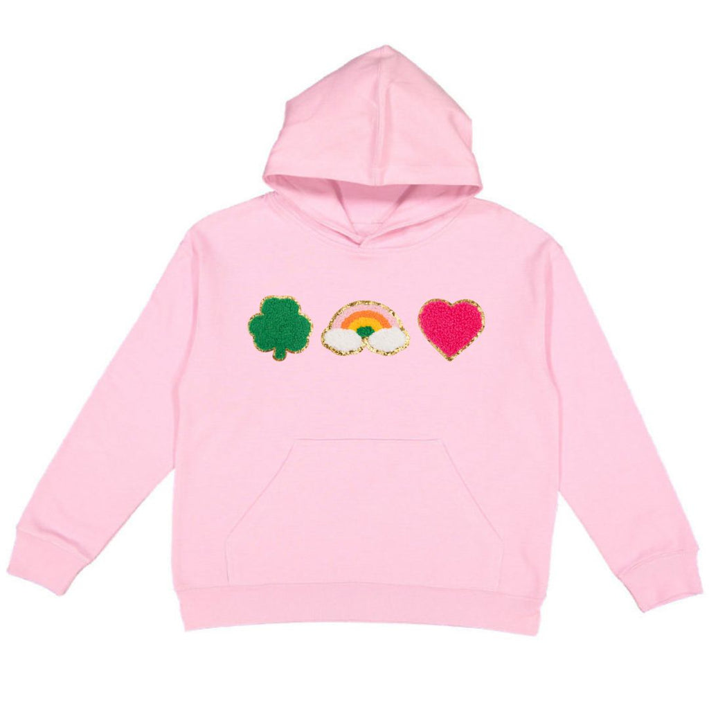 Lucky Treats Patch St. Patrick's Day Youth Hoodie - Pink - HoneyBug 