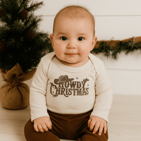 long sleeve graphic bodysuit | howdy christmas - HoneyBug 