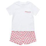 Hudson Boys' Short Set - Fire Truck Red - HoneyBug 