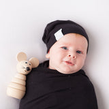 2 Pack Jersey Cotton Beanie Hat Set - Heather Grey & Black - HoneyBug 