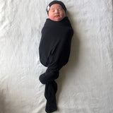 2 Pack Jersey Cotton Beanie Hat Set - Heather Grey & Black - HoneyBug 