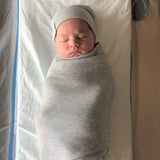 2 Pack Jersey Cotton Beanie Hat Set - Heather Grey & Black - HoneyBug 