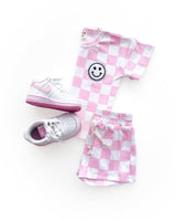 Checkered Shorts Set | Pink - HoneyBug 
