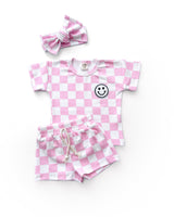 Checkered Shorts Set | Pink - HoneyBug 