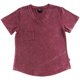 MAMA V-NECK- Oxblood Snow Wash - HoneyBug 