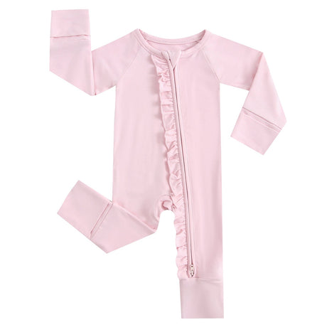 Dawn Ruffled Zippered Baby Romper - HoneyBug 