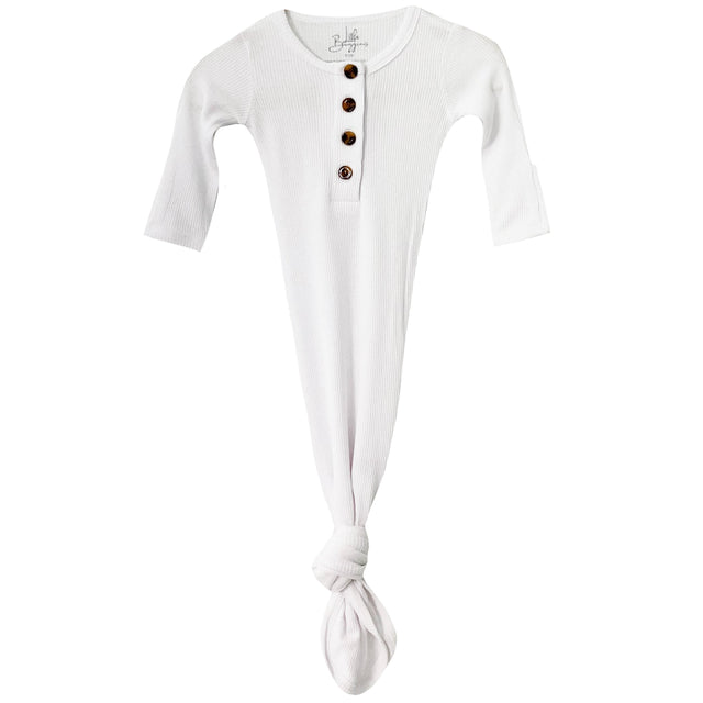 Knotted Baby Gown - Waffle White - HoneyBug 