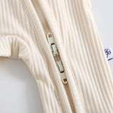 Oatmeal Ribbed Zippered Baby Romper