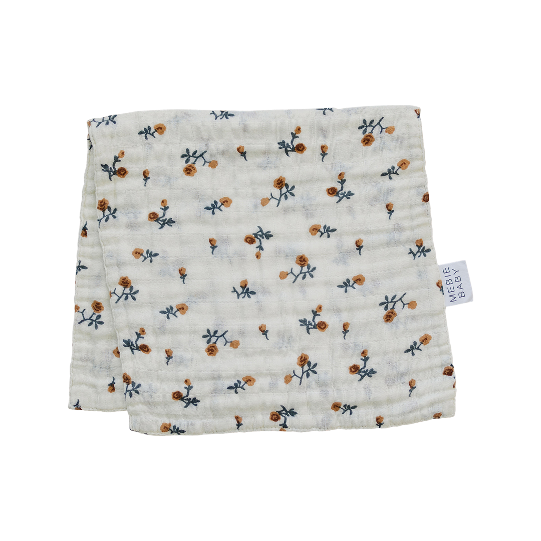 Cream Floral Burp Cloth - HoneyBug 