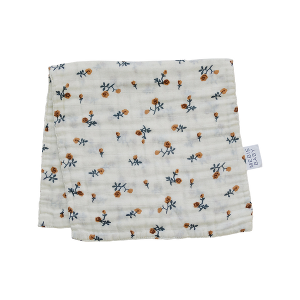 Cream Floral Burp Cloth - HoneyBug 
