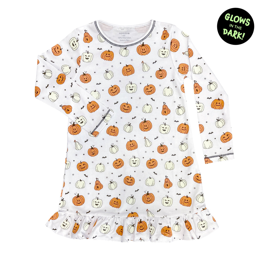 Spooky Pumpkins Glow-In-The-Dark Long Sleeve Dress - HoneyBug 
