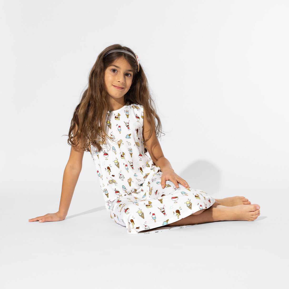 Ice Cream Bamboo Girls' Sleeveless Dress - HoneyBug 
