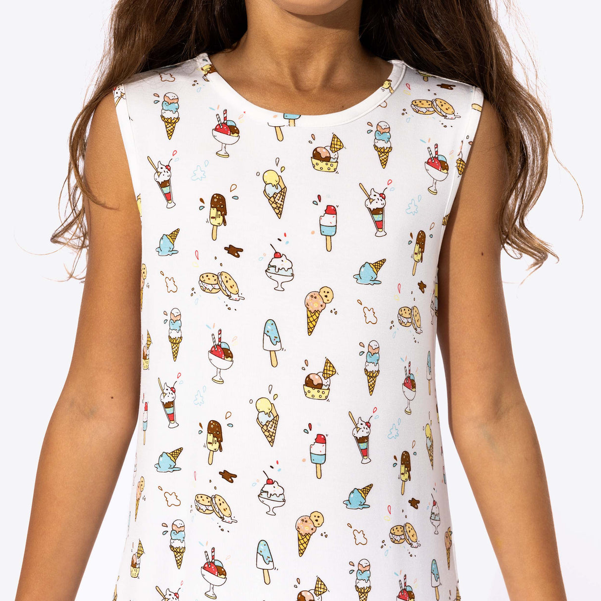 Ice Cream Bamboo Girls' Sleeveless Dress - HoneyBug 