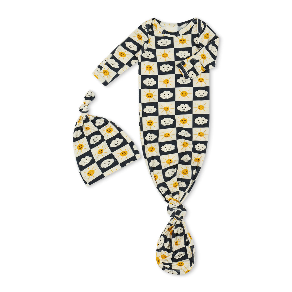 Checkered Joy Gown & Hat - HoneyBug 